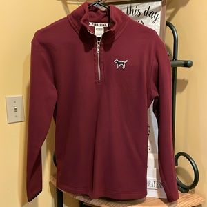 PINK size small burgundy wine fleece quarter zip